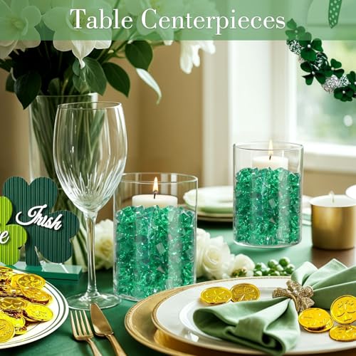 DomeStar 150PCS Fake Ice, Vase Fillers Green Acrylic Fake Diamonds Plastic Gems for Fish Tank Table Scatter Decoration - Image 2