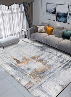 Bukela Area Rug Living Room Rugs Grey Modern Luxury Rug Soft Short Pile Carpet Modern Style Decorative Rugs for Living Room Bedroom(160 x 230 cm, Grey/gold)  - Image 1