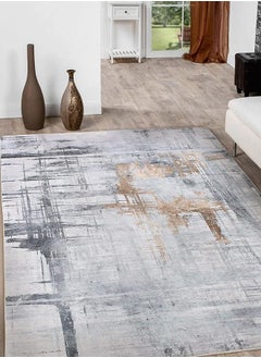 Bukela Area Rug Living Room Rugs Grey Modern Luxury Rug Soft Short Pile Carpet Modern Style Decorative Rugs for Living Room Bedroom(160 x 230 cm, Grey/gold)  - Image 5