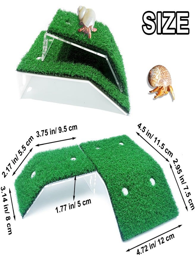 Anranmm 2 Pcs Hermit Crab Climbing Toys Simulation Grass Turtle Ramp Climb Ladder for Aquarium Terrarium Habitat Supplies Hermit Crab Cage Accessory Reptile Basking Platform for Amphibian Frogs Birds - Image 4
