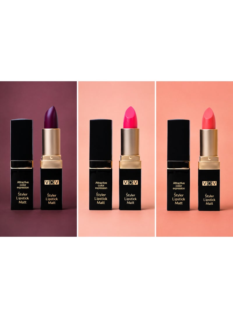 Set of 3 long-lasting creamy lipsticks