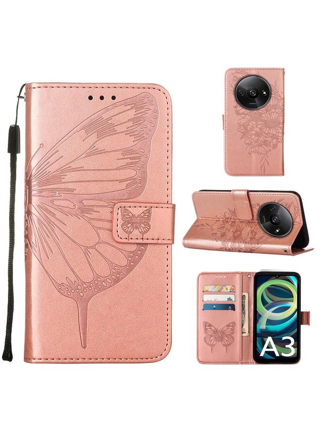 Case For Xiaomi Redmi A3 Embossed Butterfly Leather Phone Case