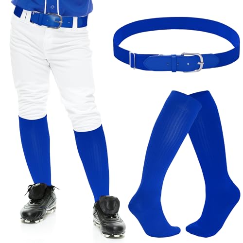 Dxhycc Youth Baseball Socks and Belt Combo Set Softball Baseball Socks and Elastic Waist Belt for Youth Boys Girls, Blue - Image 4