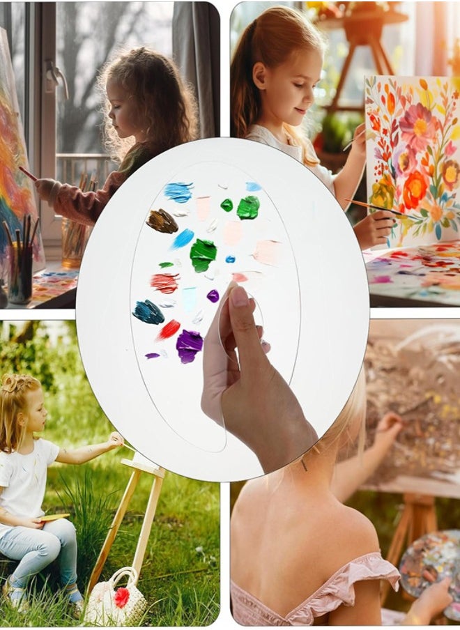 Generic - 4pcs Acrylic Paint Palette Paint Pallet, Clear Paint Tray Non-stick Paint Palette Tray with Thumb Hole Easy Clean Oil Paint Palette for Oil Watercolor Craft DIY Art Painting Palette - Image 1