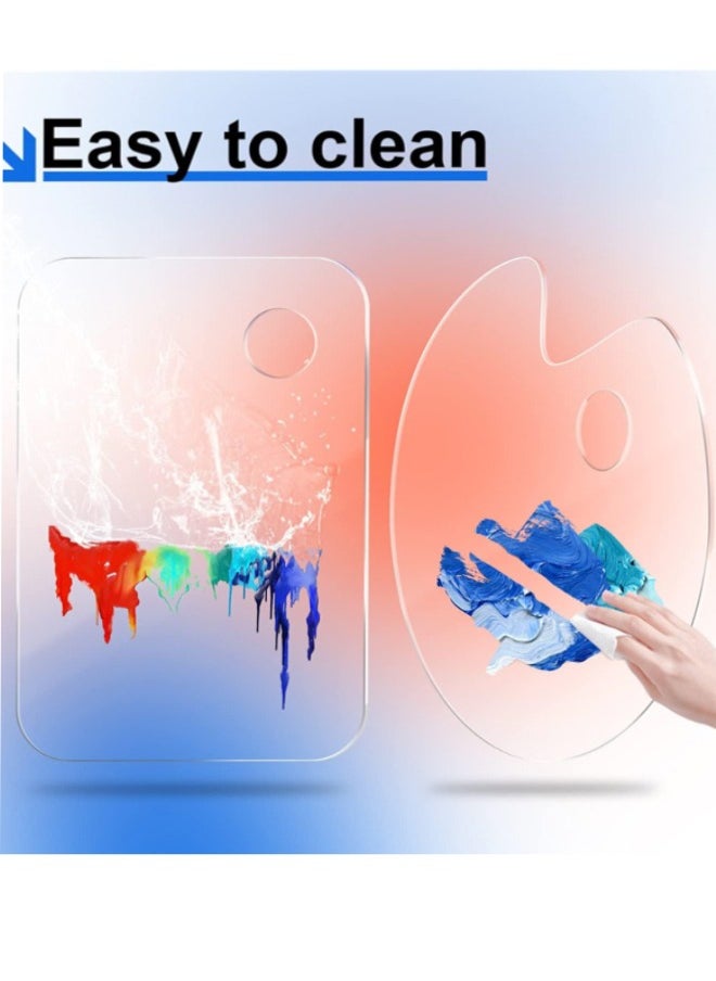 Generic - 4pcs Acrylic Paint Palette Paint Pallet, Clear Paint Tray Non-stick Paint Palette Tray with Thumb Hole Easy Clean Oil Paint Palette for Oil Watercolor Craft DIY Art Painting Palette - Image 1