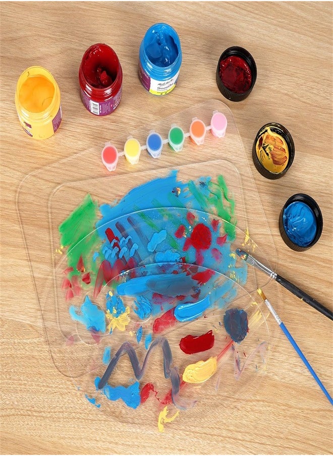 Generic - 4pcs Acrylic Paint Palette Paint Pallet, Clear Paint Tray Non-stick Paint Palette Tray with Thumb Hole Easy Clean Oil Paint Palette for Oil Watercolor Craft DIY Art Painting Palette - Image 1