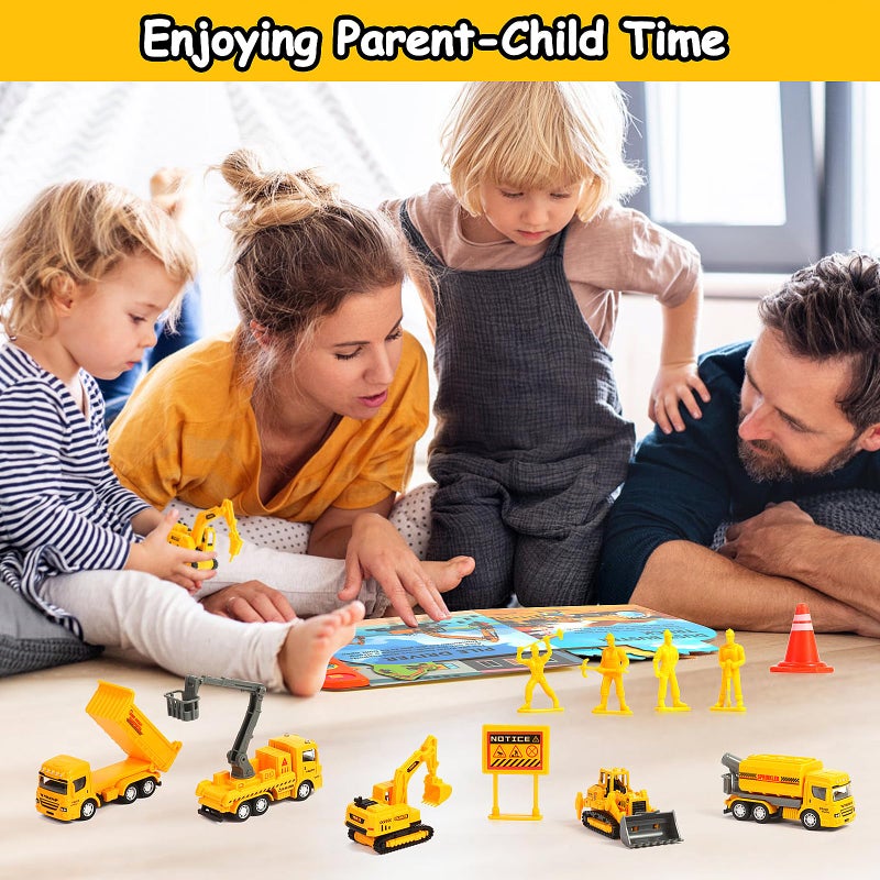 Igratens Construction Toys With Sound Books - Dig It! Dump It! Build It! Construction Board Book With 10 Buttons & 20 Pcs Toys For 3+ Year Old  Great For Little Construction Lovers Kids - Image 2