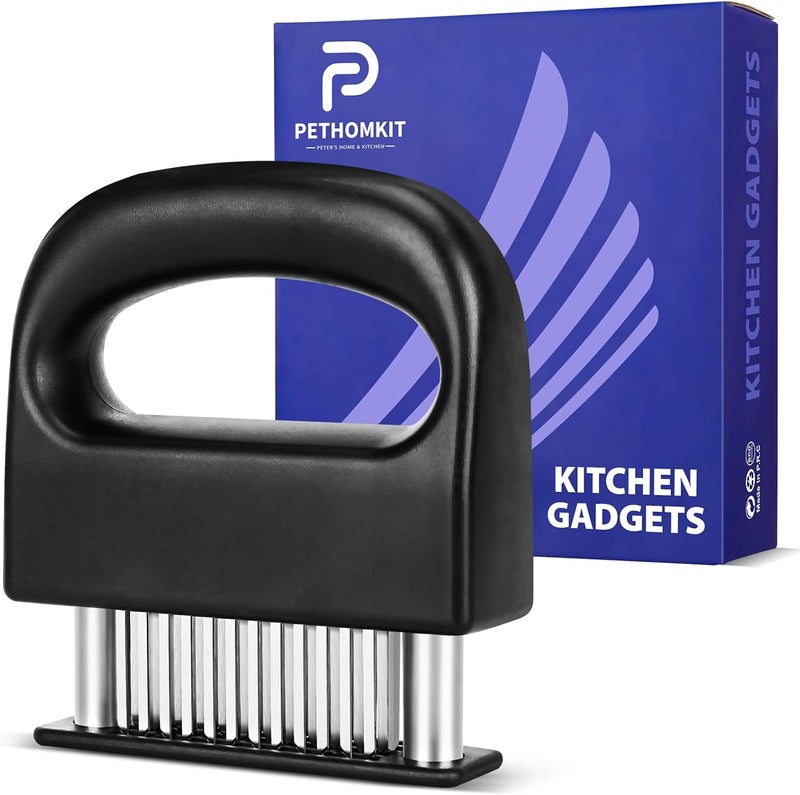 PETHOMKIT Store Meat Tenderizer Tool, 48 Stainless Steel Ultra Sharp Needle Blades Meat Tenderizer Stapler for Tenderizing Steak/Beef/Pork/Turkey/Fish/Poultry/Veal Marinade,Black - Image 1