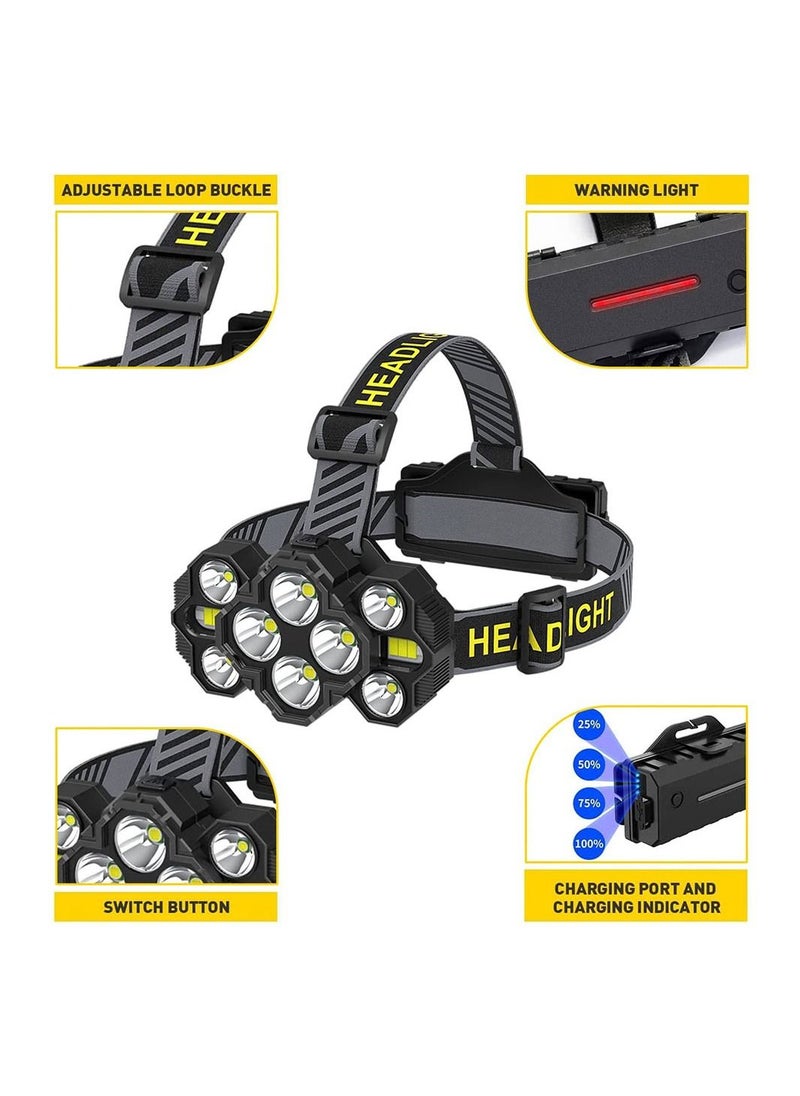 Cool Baby - COOLBABY Headlamp Rechargeable Super High Lumen Bright 10 LEDs Head Lamp 8 and 2 Modes Head Light with Red Light - Image 1