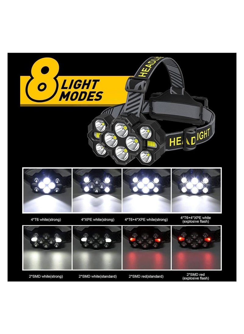 Cool Baby - COOLBABY Headlamp Rechargeable Super High Lumen Bright 10 LEDs Head Lamp 8 and 2 Modes Head Light with Red Light - Image 1