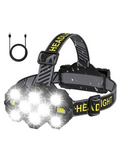COOLBABY Headlamp Rechargeable Super High Lumen Bright 10 LEDs Head Lamp 8 and 2 Modes Head Light with Red Light