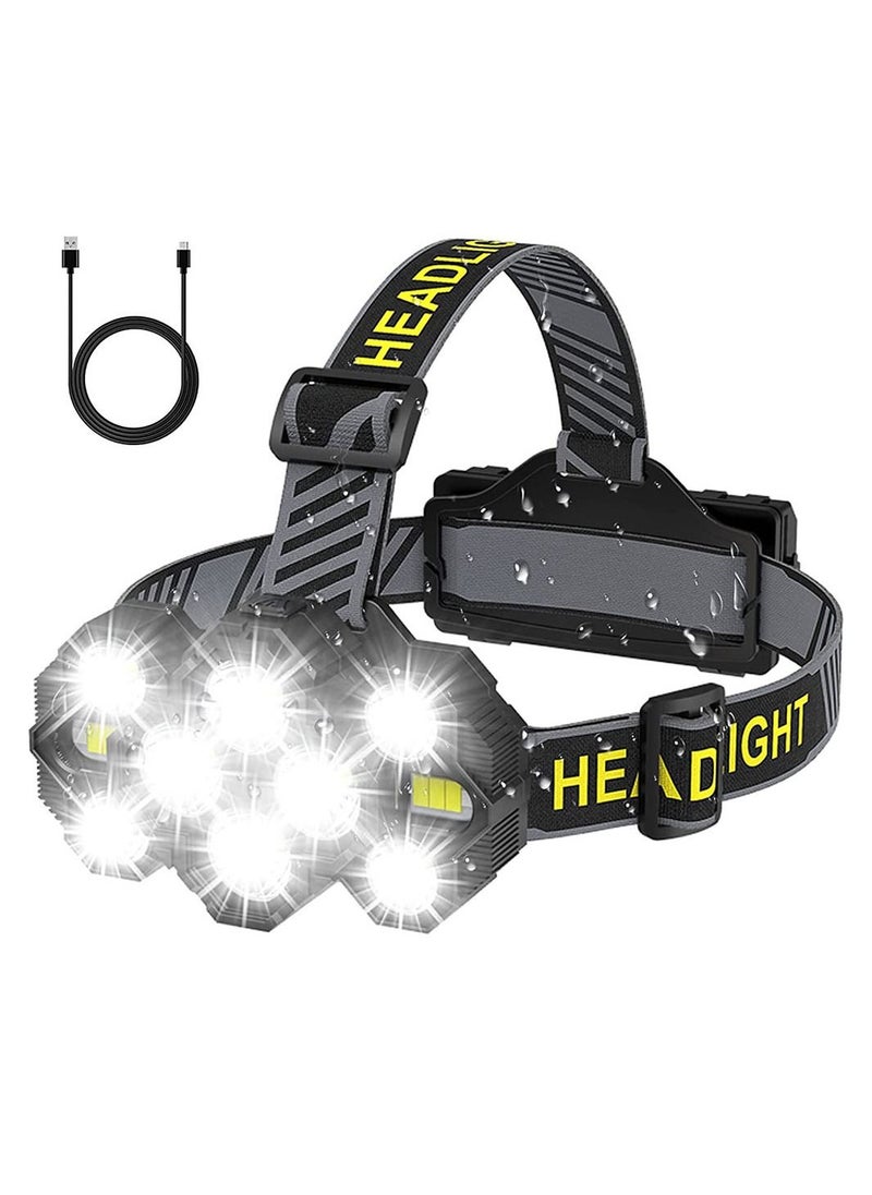 Cool Baby - COOLBABY Headlamp Rechargeable Super High Lumen Bright 10 LEDs Head Lamp 8 and 2 Modes Head Light with Red Light - Image 1