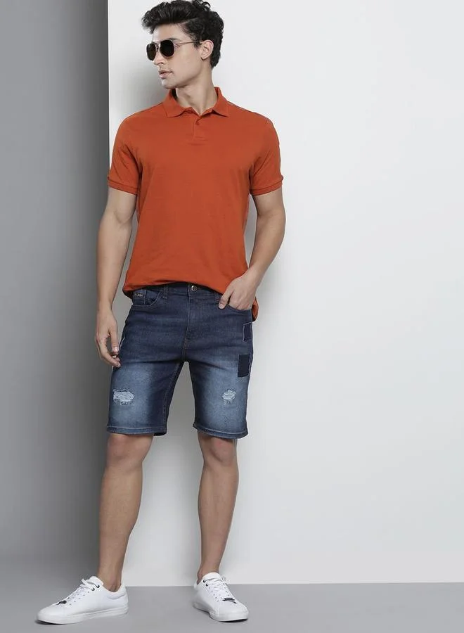 The Indian Garage Co  Men Slim Fit Solid Denim Shorts for Men | Best Price UAE