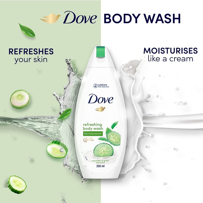 Dove Dove Refreshing Body Wash With Refreshing Cucumber And Green Tea Scent For All Skin Type Smoother Skin 250 ml - Image 2