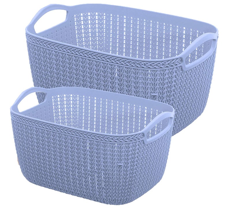 Kuber Industries Unbreakable Plastic 2 Pieces Multipurpose Large And Medium Size Flexible Storage Baskets/Fruit Vegetable Bathroom Stationary Home Basket with Handles (Grey) -CTKTC39348,standard - Image 1
