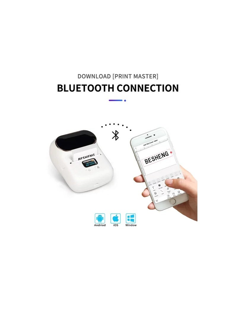 AIMO Label Maker Machine - M110 Portable Bluetooth Thermal Label Printer. Sticker Maker, Barcode Printer for Clothing, Jewelry, Retail, Mailing,support Arabic and English,For iOS & Android - White  - Image 2