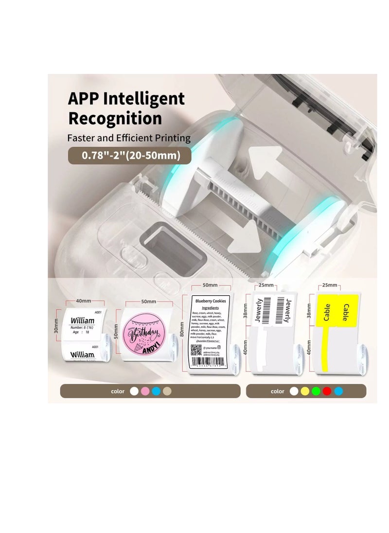 AIMO Label Maker Machine - M110 Portable Bluetooth Thermal Label Printer. Sticker Maker, Barcode Printer for Clothing, Jewelry, Retail, Mailing,support Arabic and English,For iOS & Android - White  - Image 3