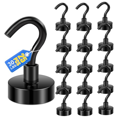 LOVIMAG 25Pcs Magnetic Hooks,Strong Neodymium Magnet Hooks for Cruise Essentials,Black Heavy Duty Magnets Hooks for Classroom Must Haves,Office Accessories,Garage Door,Fridge,Kitchen,Hanging,Grill - Image 1