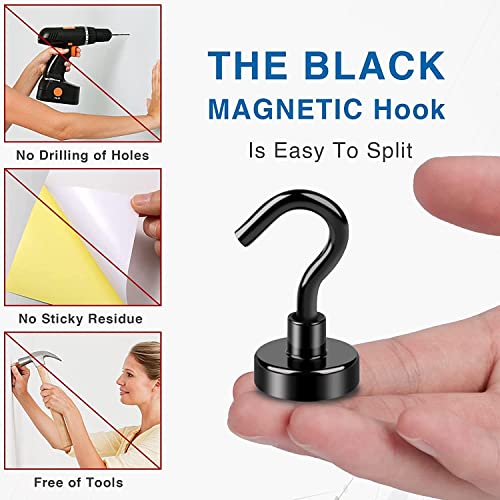 LOVIMAG 25Pcs Magnetic Hooks,Strong Neodymium Magnet Hooks for Cruise Essentials,Black Heavy Duty Magnets Hooks for Classroom Must Haves,Office Accessories,Garage Door,Fridge,Kitchen,Hanging,Grill - Image 5