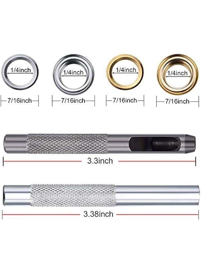 Grommet Kit 100 Sets Grommets Eyelets with 3 Pieces Install Tool Kit, 2 Colors (1/4 Inch Inside Diameter) - Image 3