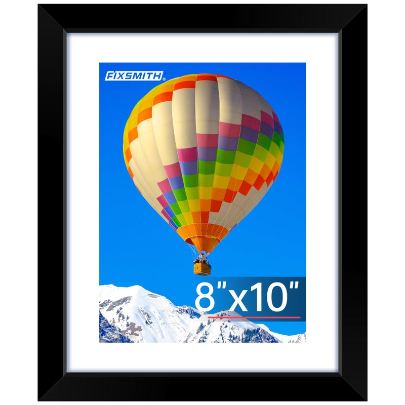 FIXSMITH 8x10 Picture Frame, Black Photo Frame with HD Plexiglass, Display Pictures 5x7 with Mat or 8x10 Without Mat, Picture Frames Collage for Tabletop or Wall Display, 1 Pack - Image 1