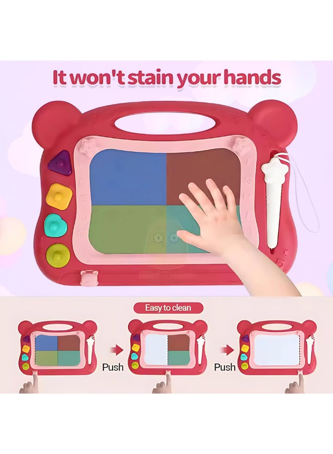 COGNIKIDS لوحة رسم مغناطيسية للأطفال - لوح كتابة إلكتروني 2 في 1 مع موسيقى وأشكال وطوابع | لوحة رسم مغناطيسية ملونة مع قوالب | لوحة رسم قابلة لإعادة الاستخدام للأطفال الصغار 1 قطعة - Image 5