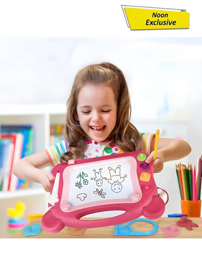 COGNIKIDS لوحة رسم مغناطيسية للأطفال - لوح كتابة إلكتروني 2 في 1 مع موسيقى وأشكال وطوابع | لوحة رسم مغناطيسية ملونة مع قوالب | لوحة رسم قابلة لإعادة الاستخدام للأطفال الصغار 1 قطعة - Image 1