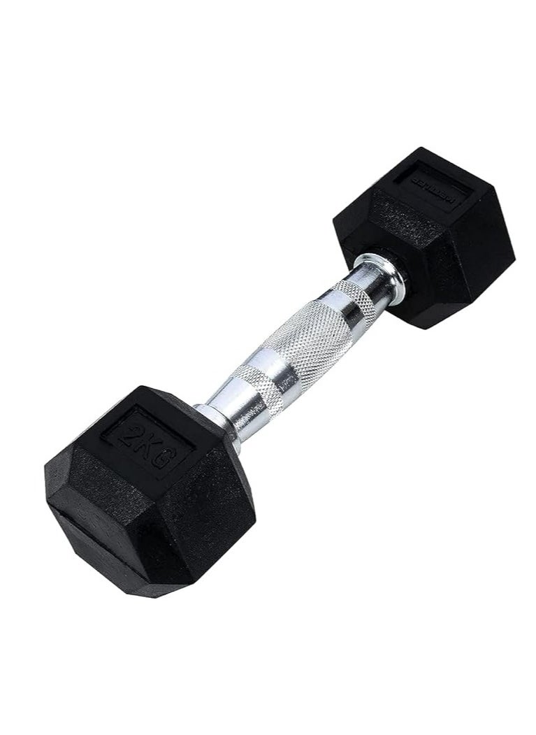 anythingbasic. - Hexagonal Dumbbell of 2kg (4.4LB) Includes 1 * 2Kg (4.4LB) | Material : Iron with Rubber Coat | Exercise, Fitness and Strength Training Weights at Home/Gym | Unisex - Image 1