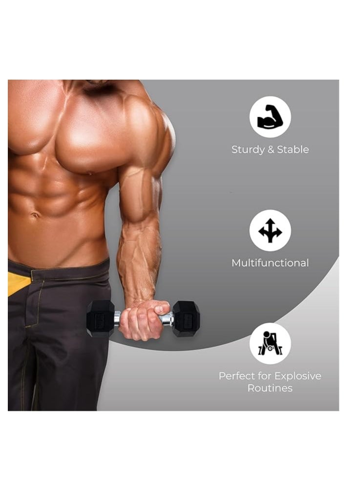 anythingbasic. - Hexagonal Dumbbell of 2kg (4.4LB) Includes 1 * 2Kg (4.4LB) | Material : Iron with Rubber Coat | Exercise, Fitness and Strength Training Weights at Home/Gym | Unisex - Image 1