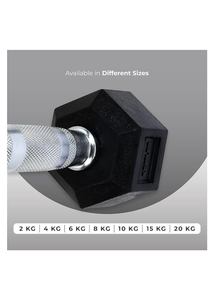 anythingbasic. - Hexagonal Dumbbell of 2kg (4.4LB) Includes 1 * 2Kg (4.4LB) | Material : Iron with Rubber Coat | Exercise, Fitness and Strength Training Weights at Home/Gym | Unisex - Image 1