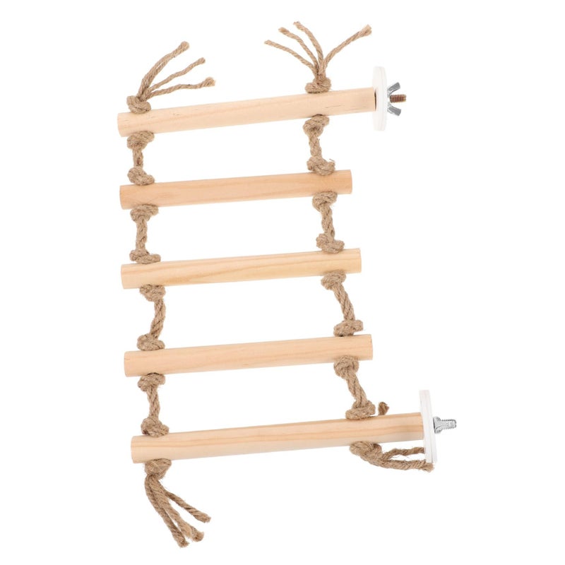 Round Inch Multicolor Wood Bird Ladder Climbing Play Gym Perch For Parrots And Parakeets Cage Decoration Exercise - Image 2