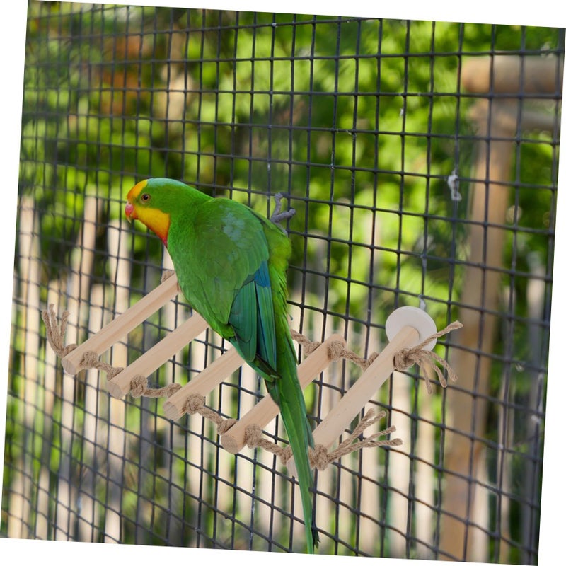 Round Inch Multicolor Wood Bird Ladder Climbing Play Gym Perch For Parrots And Parakeets Cage Decoration Exercise - Image 3