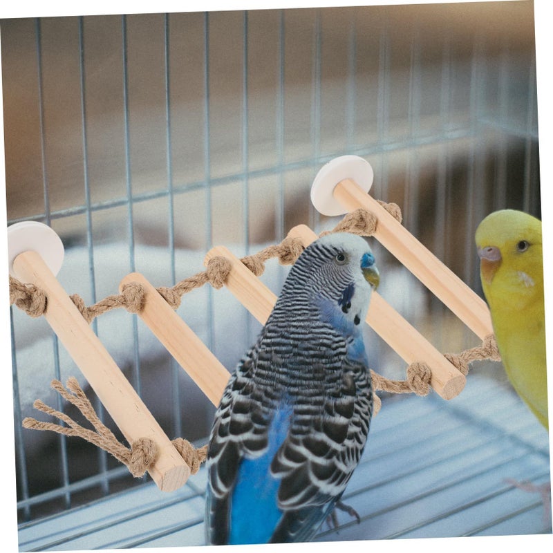 Round Inch Multicolor Wood Bird Ladder Climbing Play Gym Perch For Parrots And Parakeets Cage Decoration Exercise - Image 5