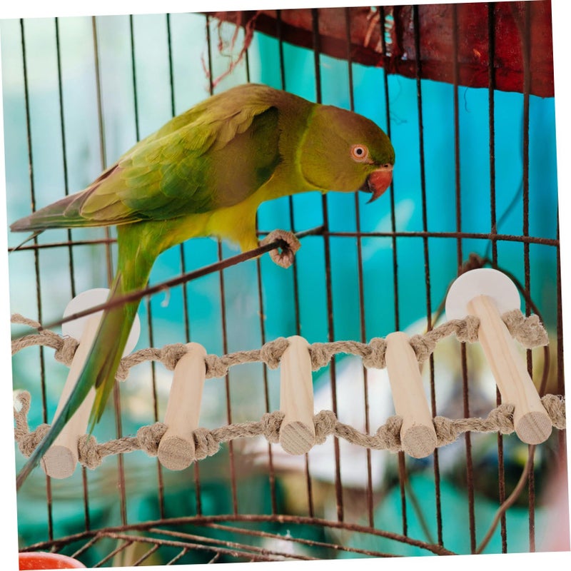 Round Inch Multicolor Wood Bird Ladder Climbing Play Gym Perch For Parrots And Parakeets Cage Decoration Exercise - Image 4