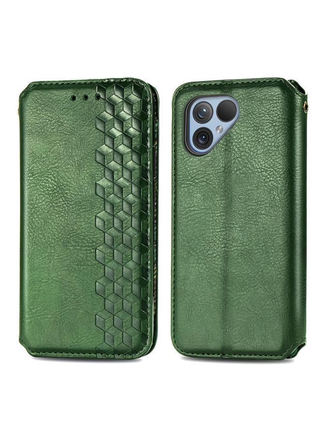 Zaboon Case For Fairphone 5 Cubic Grid Pressed Magnetic Leather Phone Case - Image 2