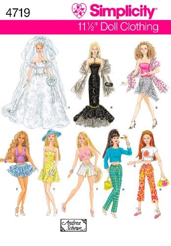 Simplicity 4719 Doll Fancy Clothing Sewing Pattern for Girls by Andrea Schewe, Size 11.5'' - Image 5