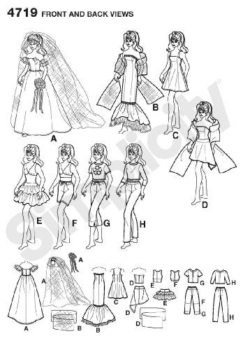 Simplicity 4719 Doll Fancy Clothing Sewing Pattern for Girls by Andrea Schewe, Size 11.5'' - Image 2