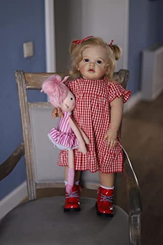KOKOMANDY Reborn Toddler Dolls Girl 28 Inch 70cm Real Size Standing Silicone Baby Doll Soft Cloth Body Handmade Weighted Blonde Hair Beautifull Cute Bebe Reborn Doll Childen Moldes - Image 5
