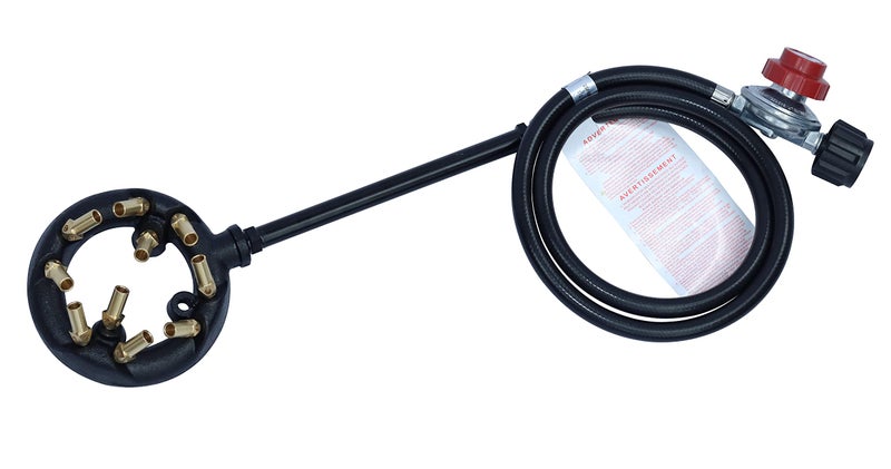 METER STAR 41,000 BTU 10 Jets Homemade Cast Iron Burner Assembly Flame Control System and High Pressure Regulator with Hose for DIY Forge Pizza Oven Turkey Fryer Accessories - Image 2
