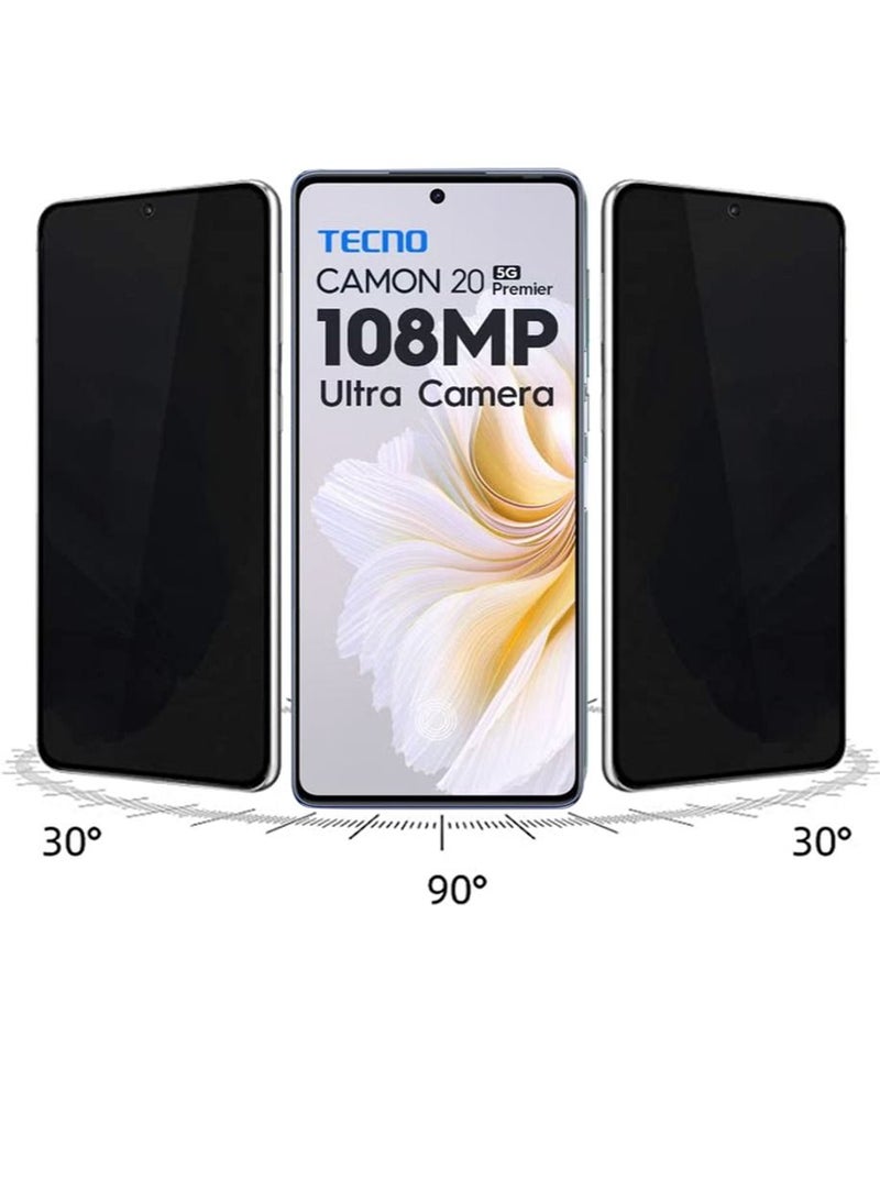 Tecno Camon 20 Premier 5G/CK9n Privacy Screen Protector Privacy Tempered Glass Screen Protector, Anti-Peep Anti-drop 9H Hardness Glass Protection Guard Anti-Spy Privacy Anti-scratch Film - Image 2