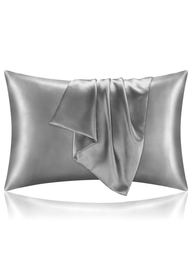 BEDELITE Satin Pillowcase for Hair and Skin, Super Soft and Cooling Similar to Silk Pillow Cases 2 Pack with Envelope Closure, Gift for Women Men(20"x26" Standard Size, Grey) - Image 1