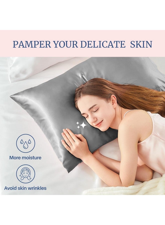 BEDELITE Satin Pillowcase for Hair and Skin, Super Soft and Cooling Similar to Silk Pillow Cases 2 Pack with Envelope Closure, Gift for Women Men(20"x26" Standard Size, Grey) - Image 3