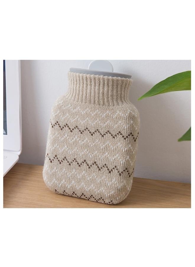 Generic Hot Water Pouch with Knit Cover, Heating Bottle Hot Water Bag Water Filled Warm Water Bag Light Gray  - Image 4