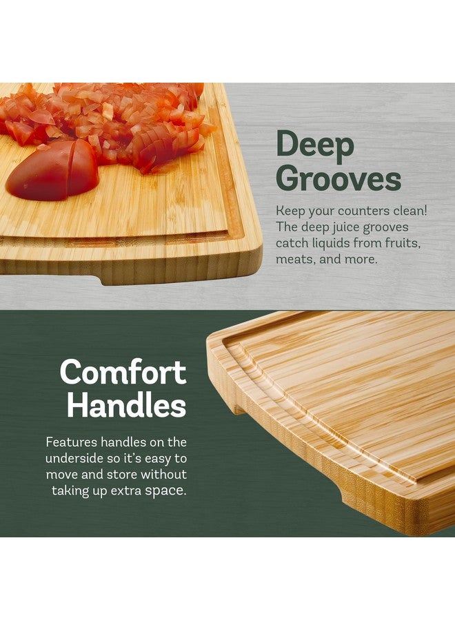 Bambüsi Wood Cutting Board - 3 Piece Bamboo Cutting Board Set, Wooden Cutting Boards for Kitchen with Deep Juice Groove, Side Handles - Wood Chopping Boards for Meal Prep, Meat, Vegetables, Cheese Charcuterie - Image 4