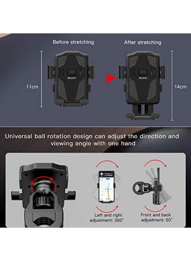YESIDO C94 360° Rotating Mobile Bike Holder Stand – Universal Anti-Shake Adjustable Phone Mount for Bicycle, Bike & Motorcycle – Premium Quality - Image 2