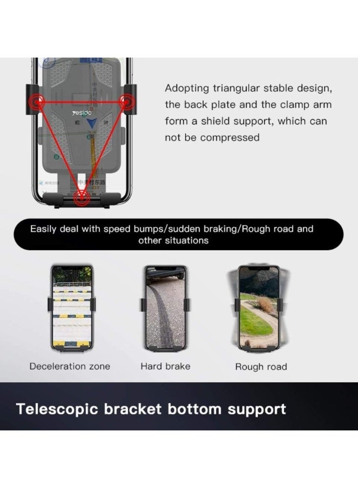 YESIDO C94 360° Rotating Mobile Bike Holder Stand – Universal Anti-Shake Adjustable Phone Mount for Bicycle, Bike & Motorcycle – Premium Quality - Image 3