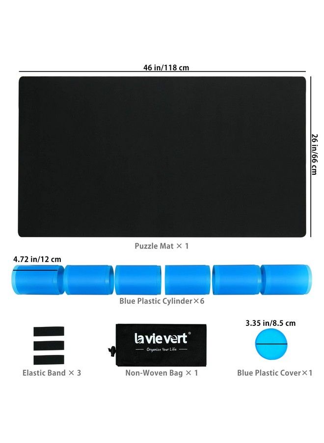 Lavievert حصيرة ألغاز مزدوجة الجوانب بسماكة 2 مم من النيوبرين، حصيرة لف الألغاز المحمولة، حامل الألغاز مع حقيبة تخزين وأسطوانة بلاستيكية تصل إلى 1500 قطعة باللونين الأسود والكاكي - Image 5