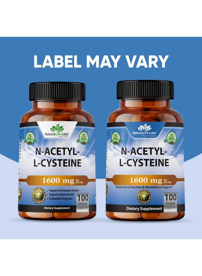 NaturaLife Labs N-Acetyl-L-Cysteine (NAC) 1600 mg Immune Support & Antioxidants*, Free-Radicals, Free Form, Exercise Performance - 100 Veggie Capsules - Image 5
