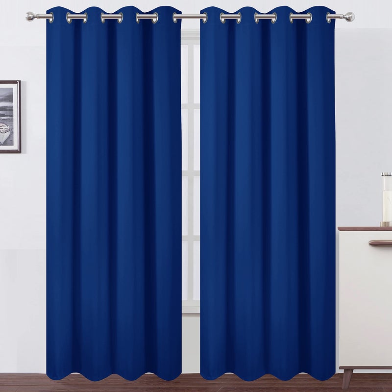 LEMOMO Blackout Curtains 52 x 84 inchRoyal Blue Curtains Set of 2 PanelsThermal Insulated Room Darkening Bedroom Curtains