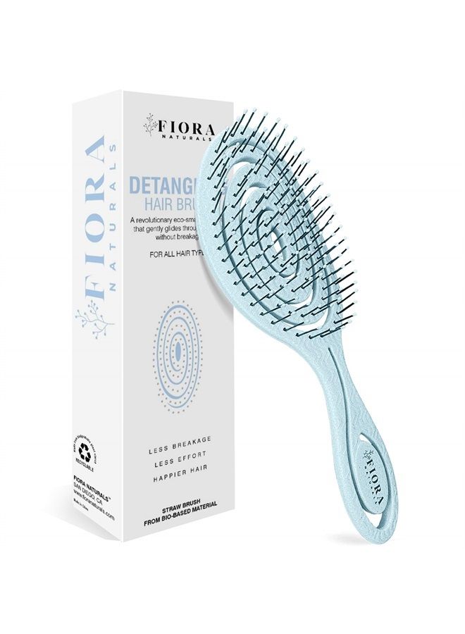 Fiora Naturals فرشاة فك تشابك الشعر - فرشاة شعر صديقة للبيئة 100% مع شعيرات فائقة النعومة - انزلق عبر التشابكات بسهولة - مناسبة للشعر المجعد، المستقيم، النساء، الرجال، الأطفال، الصغار، الشعر الرطب والجاف - Image 1